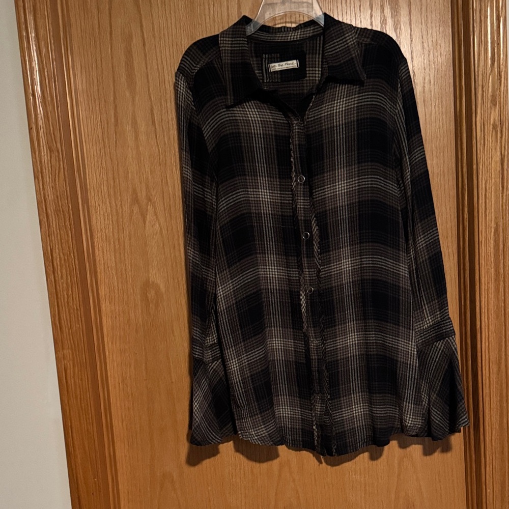 Free People button up plaid tunic size large